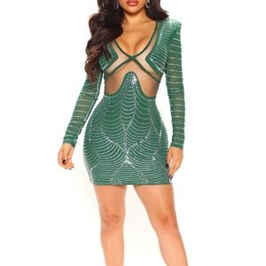 Medium Green Embellished Bodycon Dress